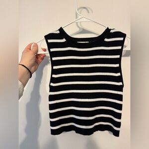 Black and White Striped Sleeveless Top